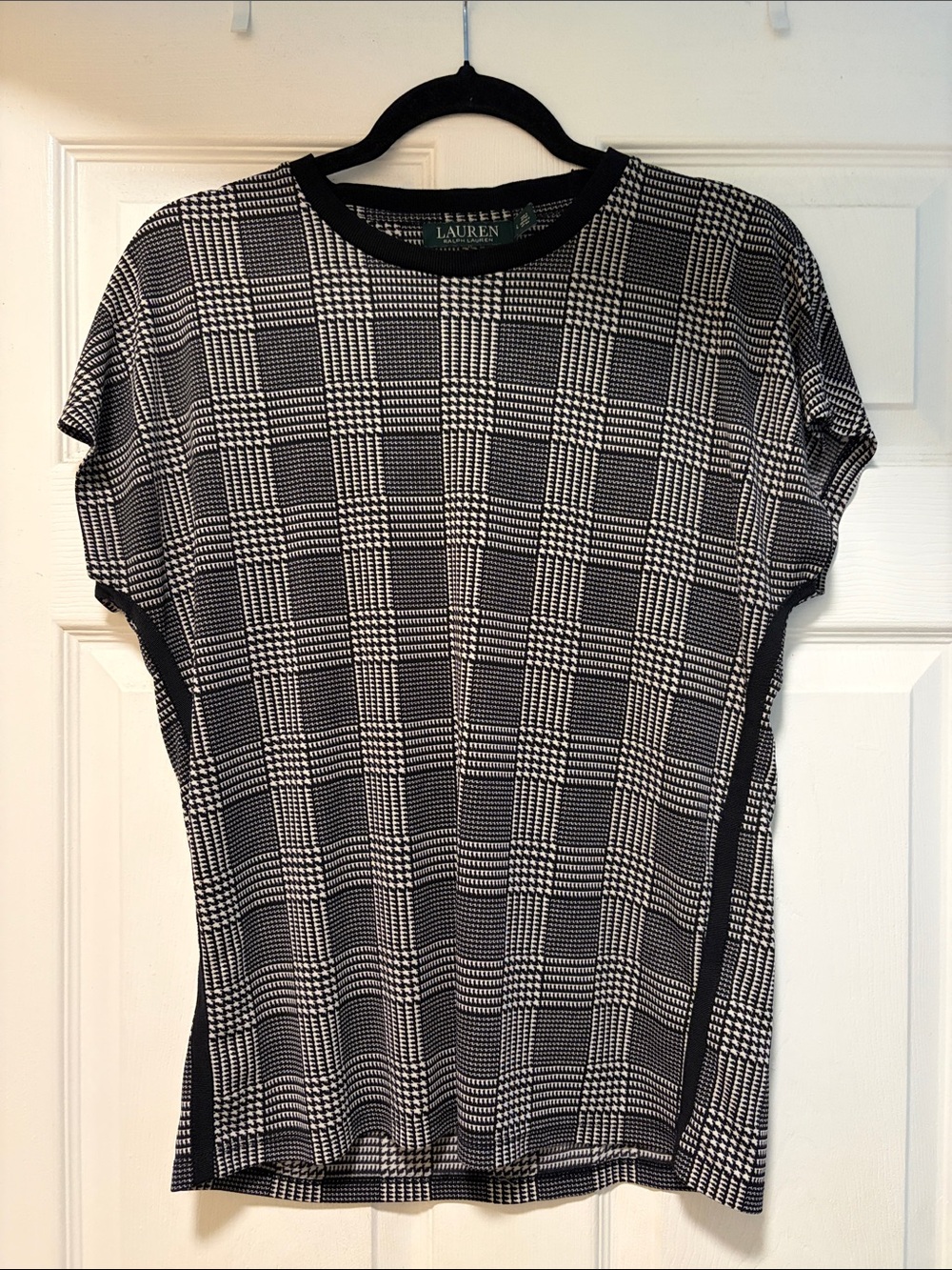 Lauren Ralph Lauren Black and White Plaid Short-Sleeve Tee